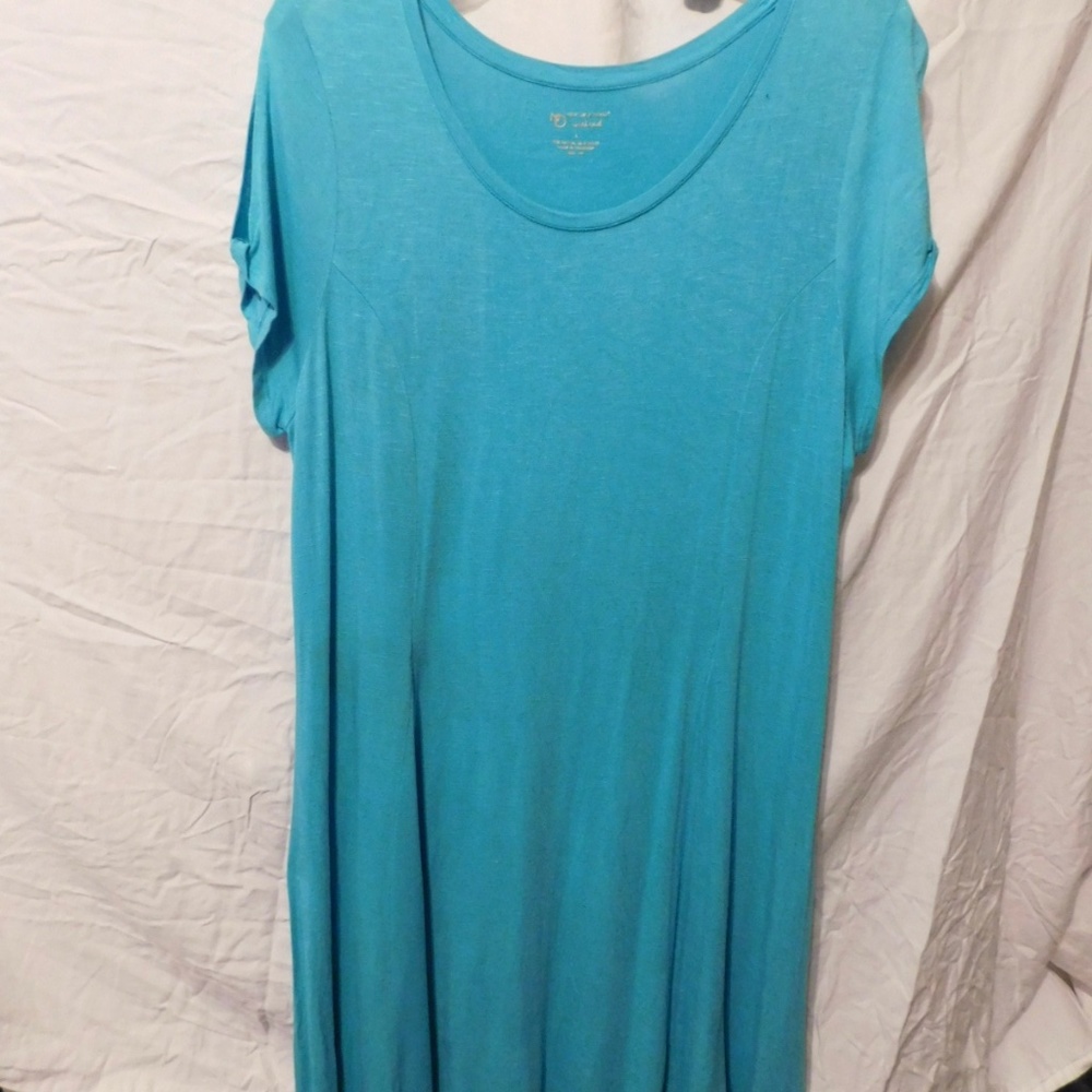 Shirt Dress Short Sleeve Cold Shoulder Swing Dress Size Large